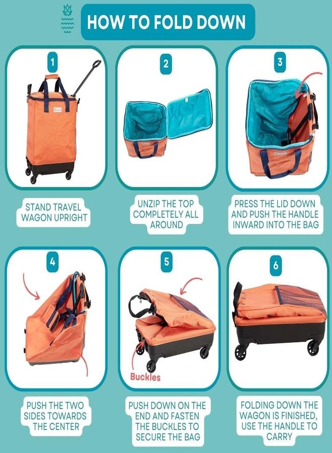Handy Sandy Haul-It Foldable Rolling Tote - Patented Heavy-Duty Utility Bag with 8 Spinner Wheels, - Reusable Grocery Cart, Laundry Carrier, Travel Tote, Commuter Bag for Shopping & More- Orange - Image 5